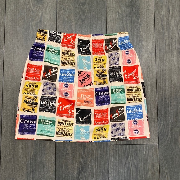 Wacky Wacko Condom Wrapper Print Mini Skirt Size L - Picture 1 of 6